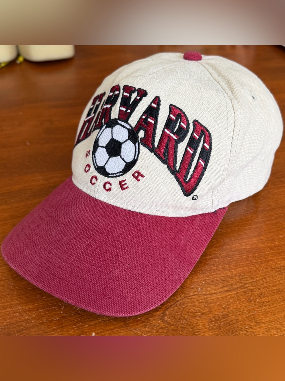 Vintage Starter Harvard Dad Strapback Hat Embroidered Soccer Ivy League Red Tan